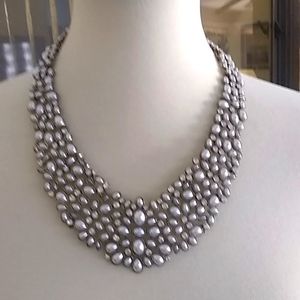 BaubleBar Silver Pearl Cluster Necklace